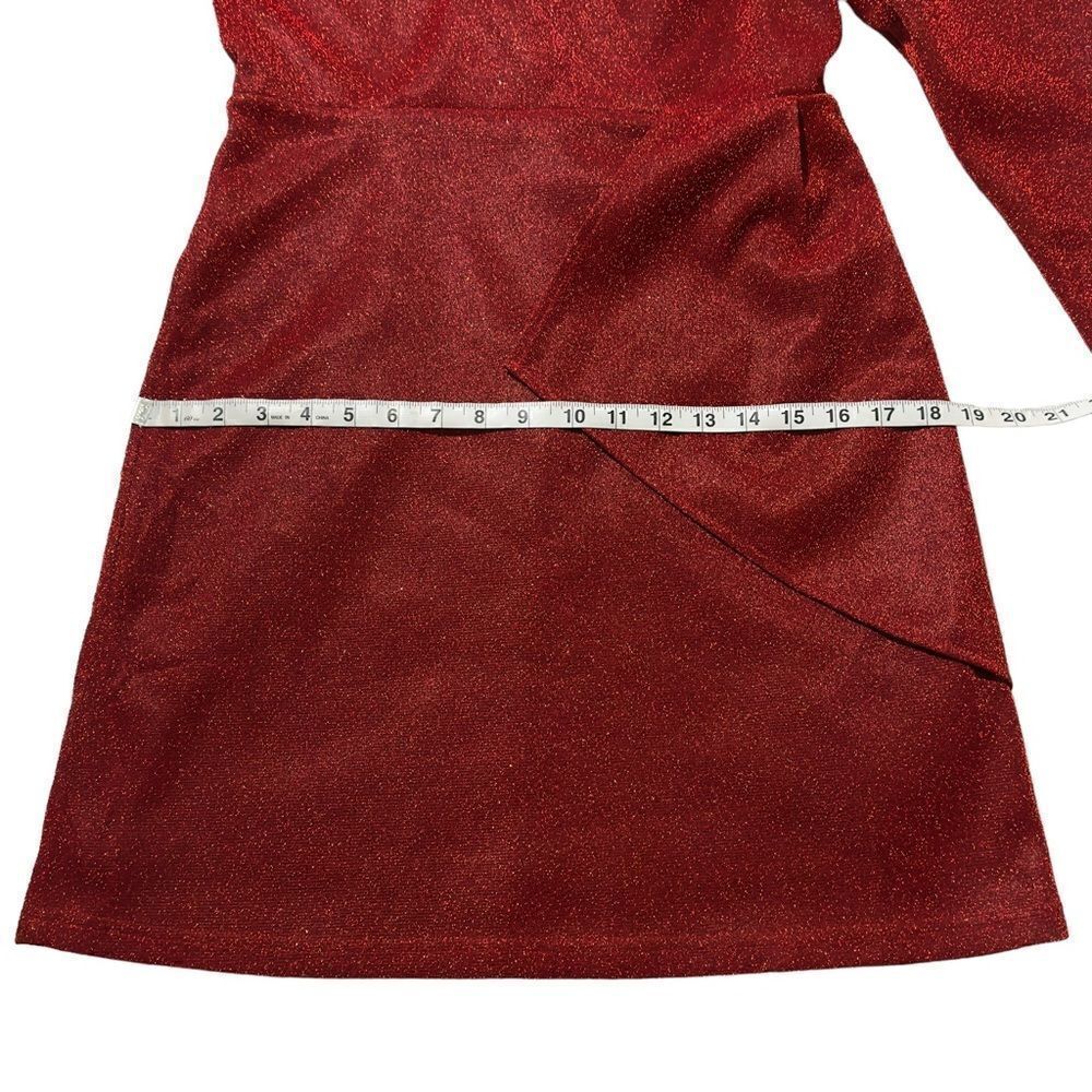 LEA & VIOLA Shimmer Overlay Dress Red MEDIUM - Picture 7 of 16